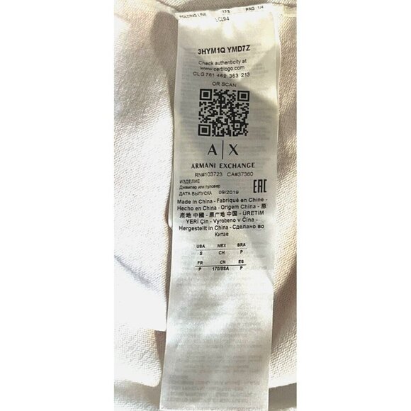 A/X Armani Exchange White Logo Long Sleeve V-Neck Sweater Pullover - Picture 6 of 8